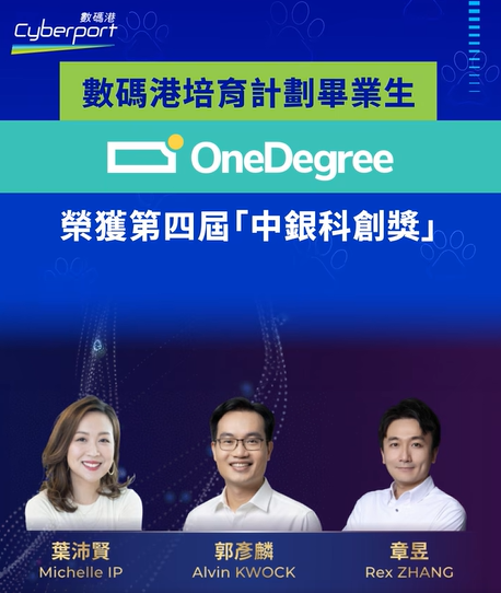 數碼港培育計劃畢業生 OneDegree 榮獲第四屆「中銀科創獎」