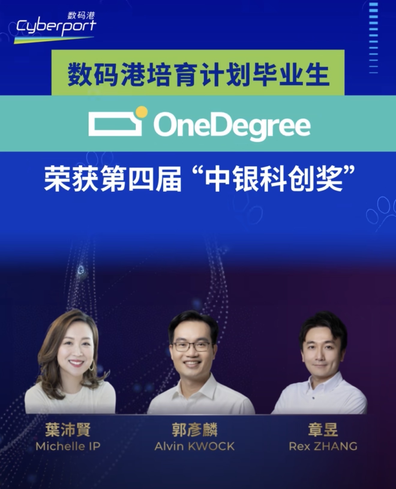 数码港培育计划毕业生 OneDegree 荣获第四届「中银科创奖」